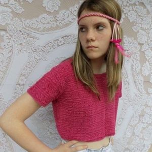 Vtg 90s Casual Clothing Company mauve pink sexy knit cropped sweater top M NWOT